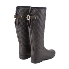 Women's Refined Adjustable Quilted Slim Fit Tall Rain Boots